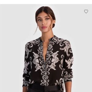 Alice + Olivia Willa Silk Blouse in Winter’s Tale - SM - $395 - New With Tags